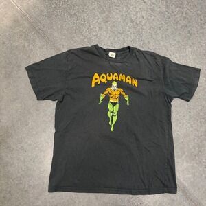 DC Comics Originals Aquaman Graphic T-Shirt Mens XL Black Justice League Cotton